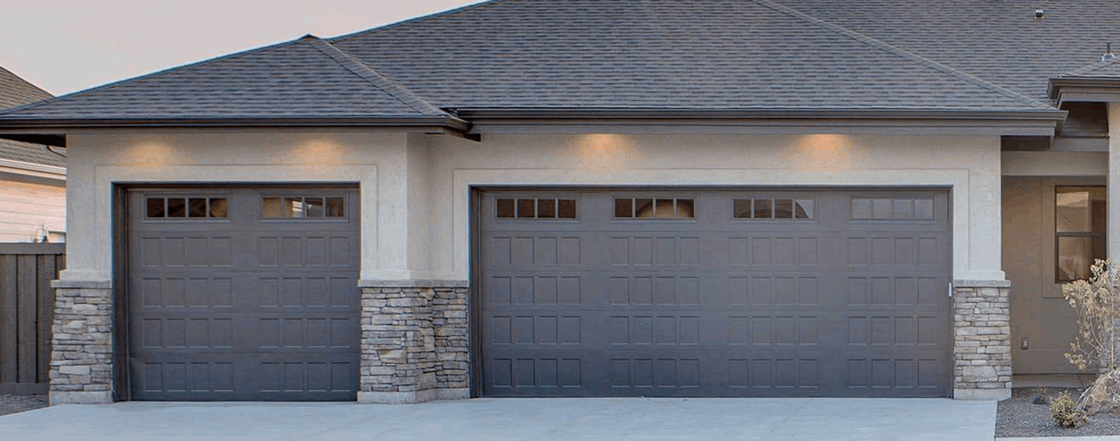 grey long garage door