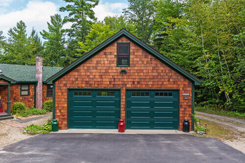 green garage door