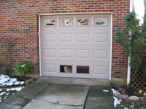 white garage door with window