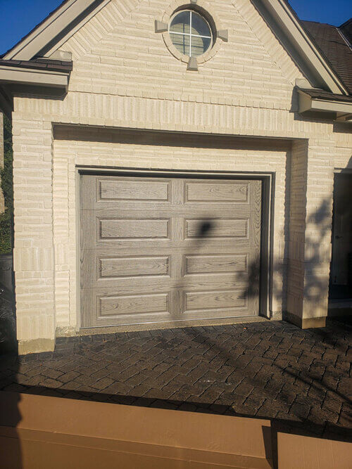 white brick garage door