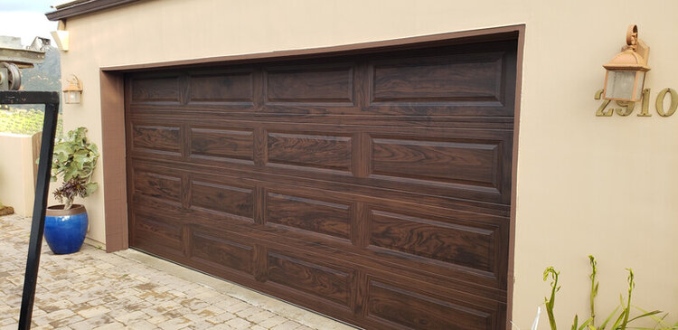 wide wood design garage door